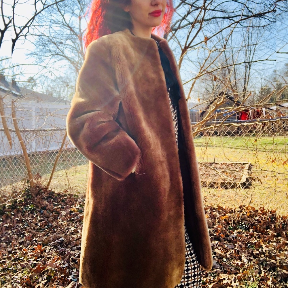 Vintage Teddy Bear Coat Dyed Lamb Fur Winter - Picture 1 of 8